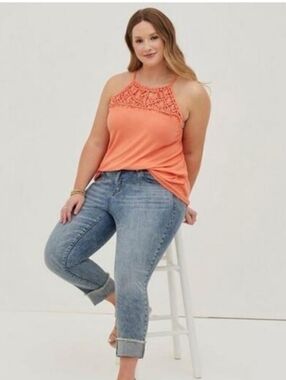 torrid Coral Crochet Halter Tank